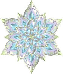shiny 3d blue, lavender and green shade big floral star