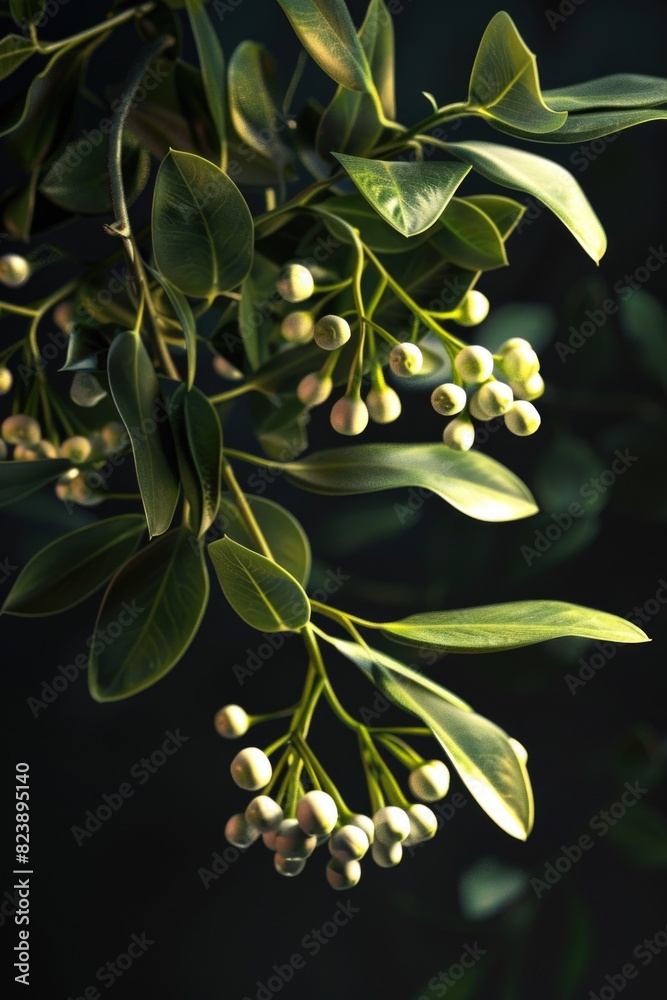 Poster a close up of a bunch of berries on a tree. suitable for nature and food concepts