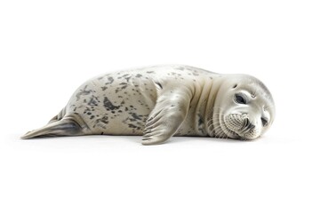 A seal relaxing on a white background. Suitable for various projects