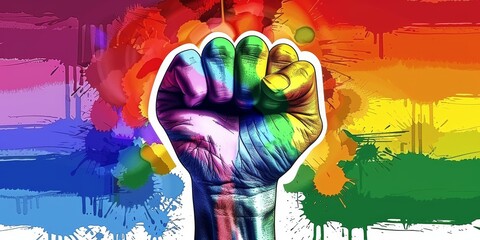 Pride fist lgbt gay rainbow hand lgbtq flag day fight