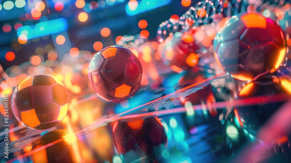 Poster Colorful balls arranged neatly on a table. Suitable for various concepts