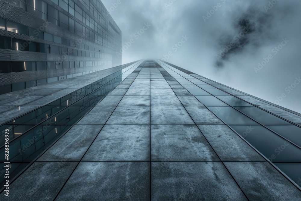 Poster A very tall building with numerous windows. Ideal for architectural and urban concepts