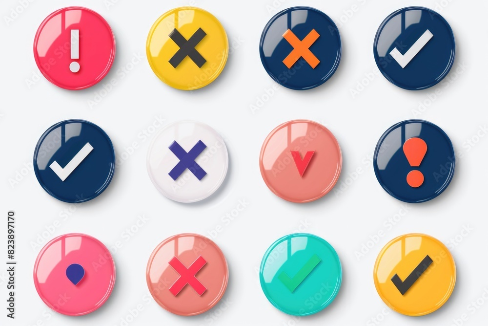 Poster A collection of buttons with different symbols, useful for various design projects