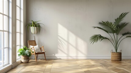 Room With Chair, Potted Plants, and Window