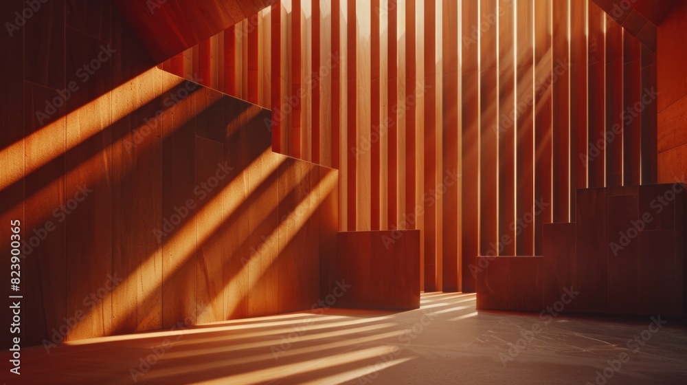 Poster sunlight shining through rustic wooden building. suitable for architectural and interior design proj
