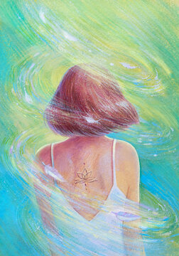 Woman among the energy