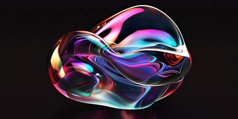 Fototapeta premium iridescent liquid metal surface with ripples. 3d illustration. Abstract fluorescent background maximalist, elegant, hyper realistic, 
