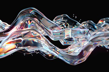 iridescent liquid metal surface with ripples. 3d illustration. Abstract fluorescent background maximalist, elegant, hyper realistic, 