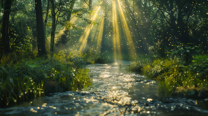 Obraz premium Shimmering Light Rays in Powerful New Belarus 