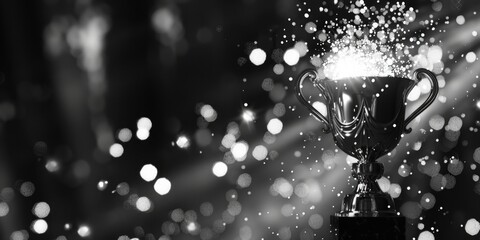 A close-up black and white photo of a trophy. Suitable for awards and recognition concepts