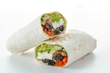 Durum doner kebap isolated on white