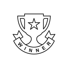 Winner trophy badge sticker icon flat style isolated on white background. Vector illustration