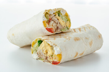 Durum doner kebap isolated on white