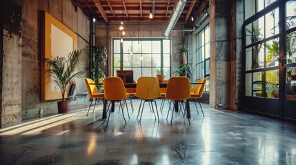 Conference Room With Long Table and Chairs