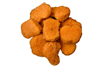 Delicious fresh crispy chicken nuggets on a dark concrete background