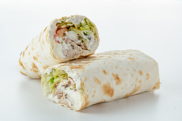 Durum doner kebap isolated on white