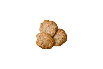 Delicious fried minced chicken cutlets with salt, spices and herbs