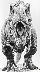 Fototapeta premium Menacing T-Rex: Hyper-Detailed Schematic Sketch