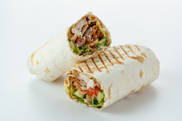 Durum doner kebap isolated on white