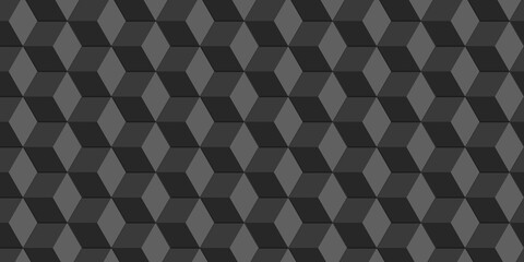 Minimal cubes geometric tile and mosaic wall grid backdrop hexagon technology wallpaper background. black and gray block cube structure backdrop grid triangle texture vintage design.