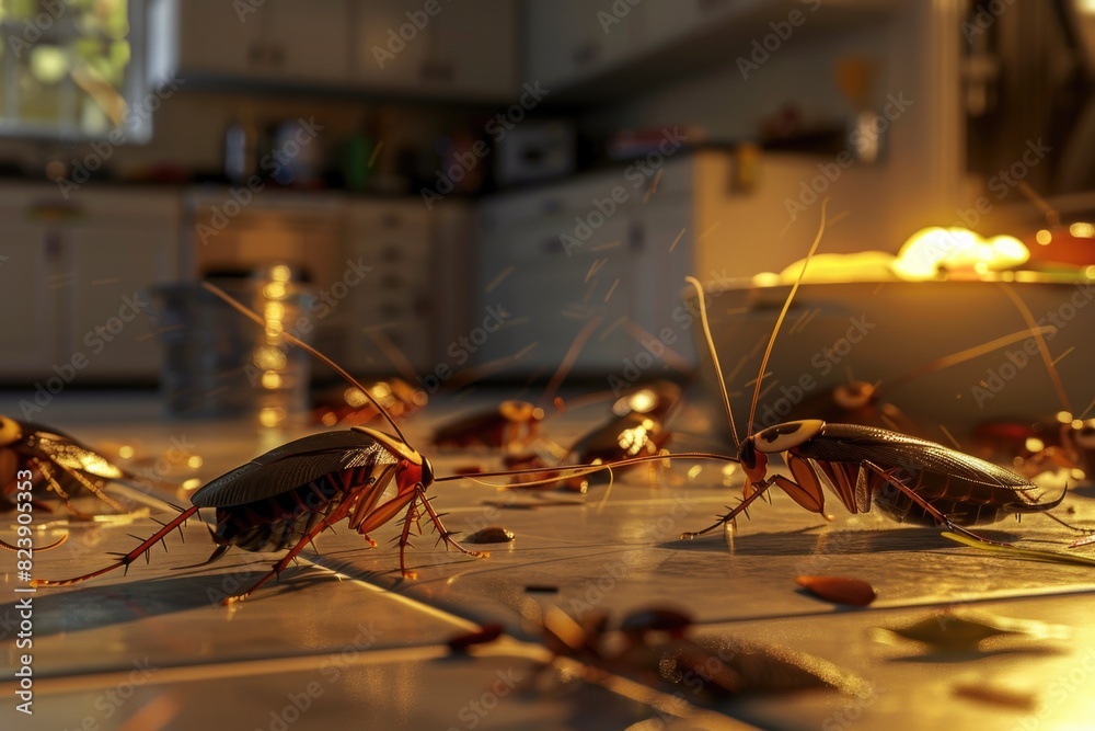 Poster A group of bugs crawling on the ground. Suitable for insect-related projects