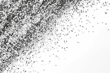 A sparkling silver glitter texture on a solid white background, creating a clean and elegant design perfect for various applications