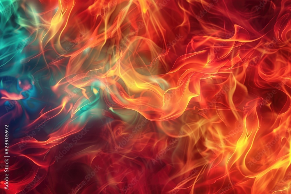 Aufkleber A vibrant and intense close up of a colorful fire background. Perfect for adding energy and warmth to any design project