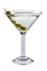 Refreshing alcoholic cocktails in clear glasses with ice and various decorations