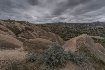 scenic rock formation landscape of cappadocia