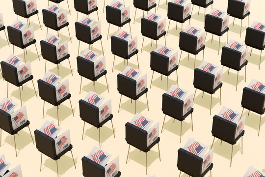 Voting booths repetition pattern. Election, voting, democracy. 