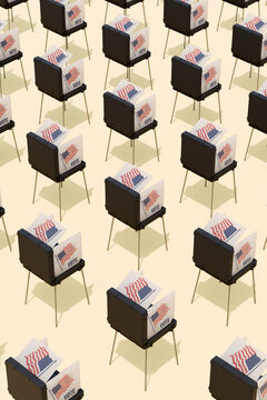 Voting booths repetition pattern. Election, voting, democracy. 