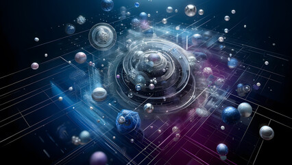 Obraz premium Ethereal Geometric Landscape with Abstract Elements