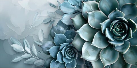 Aesthetic top view banner design showcasing stunning succulent plants. Concept Succulent Plants, Top View Photography, Aesthetic Design, Banner Creation, Botanical Illustration