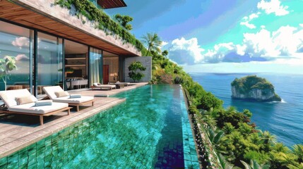Fototapeta premium Pool Overlooking the Ocean