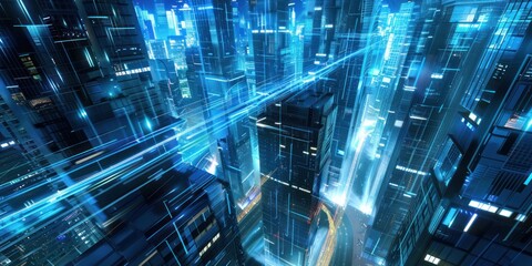 Obraz premium Urban Giants: A Metropolis of Towering Skyscrapers