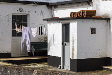 Laundry hanging outside a home on Terceira Island, Azores.