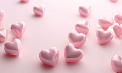 Fototapeta premium White background with many red hearts all around it with empty space in center