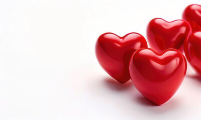 White background with many red hearts all around it with empty space in center