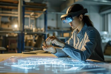 An architect using augmented reality for building design making  , AI-generated