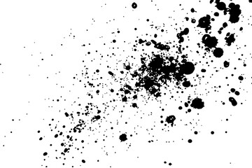 Fototapeta premium Abstract black ink sprays across stark white space
