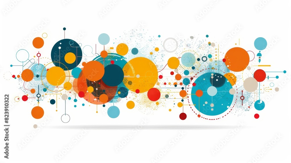 Poster dynamic abstract dots and lines network illustration - this graphic artwork features a colorful and 