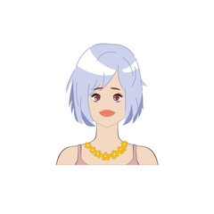 Illustration of woman with short silver hair