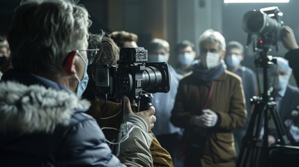 Press Conference Announcing Breakthrough in Antiviral Drugs with Scientists and Reporters Capturing Historic Moment