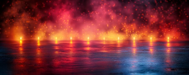 Abstract red and blue bokeh light effect