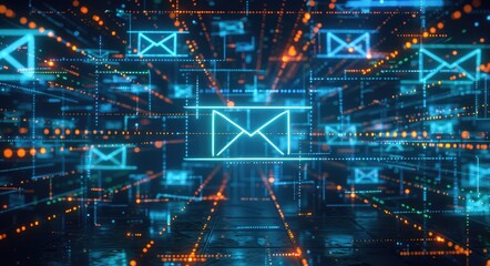 Fototapeta premium Communications Infrastructure. CPaaS 3D Illustration with Network and Cyberspace Theme