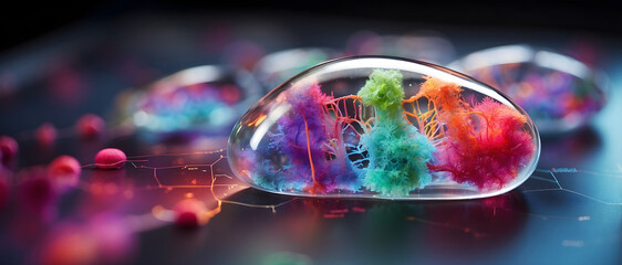 A transparent cell with the dna visible inside.