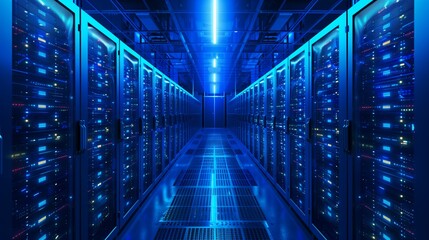 Deep Cobalt Blue High-Performance Computer Cluster Running Complex Simulations