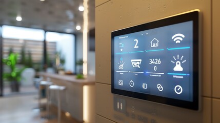 Detailed Photo of a Light Tan Home Automation System Interface, Highlighting Smart Home Technology