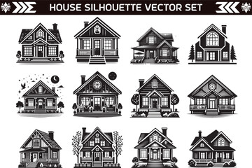 House Silhouette Vector Illustration in White Background
