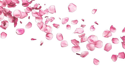 Floating pink flower petals isolated on transparent background
